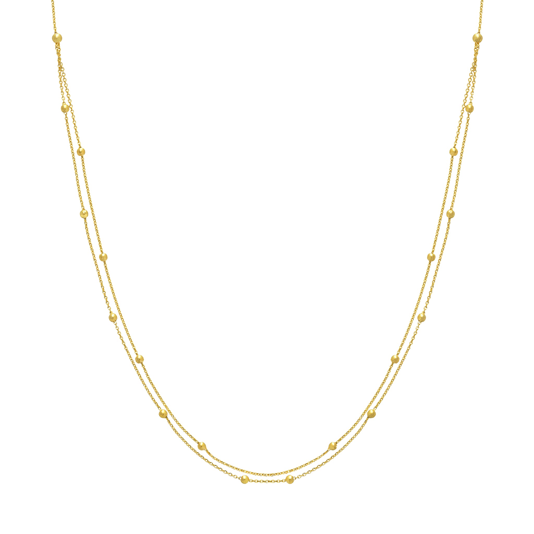 Hemsleys Collection 14K Yellow Gold Double Strand Beads-By-The-Yard Necklace