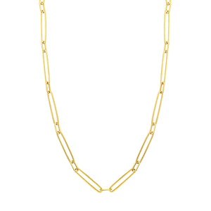 Hemsleys Collection 14K Yellow Gold 6mm Elongated Paperclip Necklace