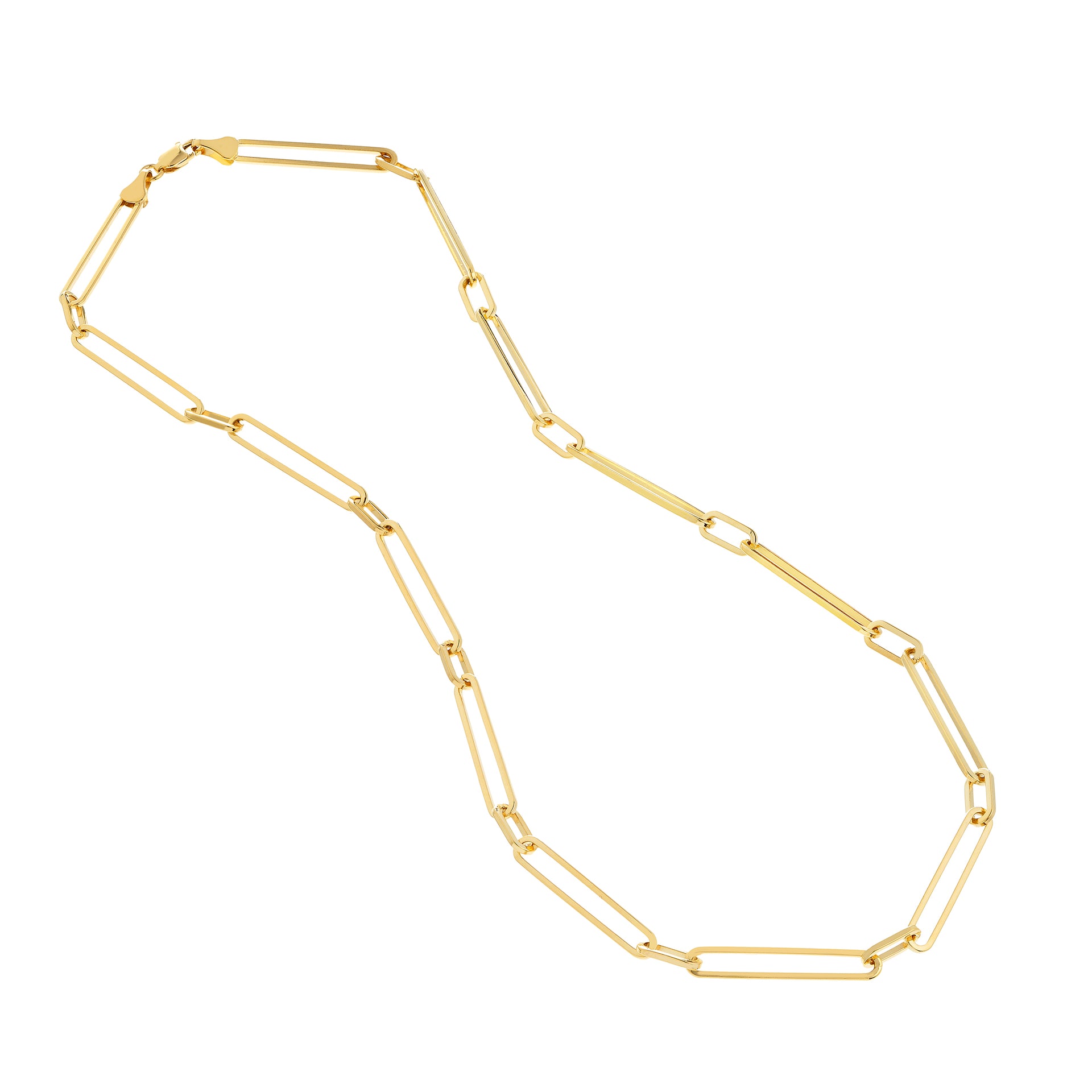 Collection Hemsleys Collier en or jaune 14K avec trombone allongé de 6 mm