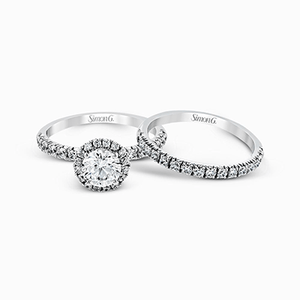Simon G 18K White Gold Diamond Round Halo Engagement Ring