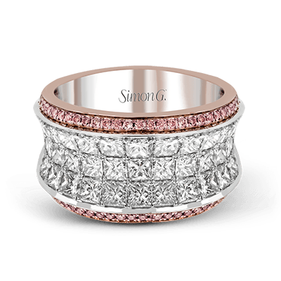 Bague main droite Simon G 18K à cinq rangs de diamants