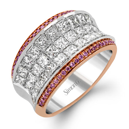 Bague main droite Simon G 18K à cinq rangs de diamants