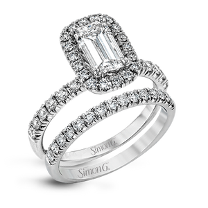 Simon G 18K Emerald Diamond Halo Engagement Ring