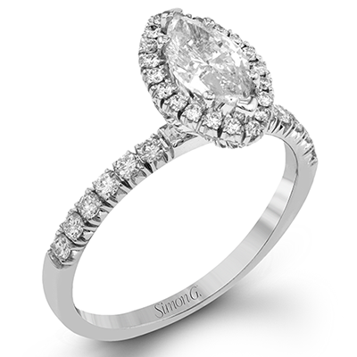 Simon G 18K Marquise Diamond Halo Engagement Ring