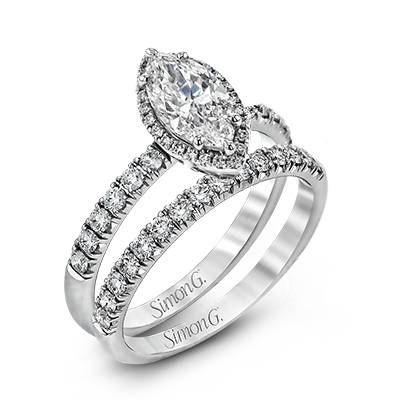 Simon G 18K Marquise Diamond Halo Engagement Ring