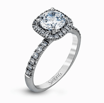 Simon G 18K Cushion Diamond Halo Engagement Ring