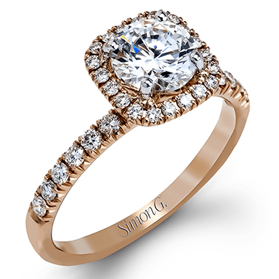 Simon G 18K Cushion Diamond Halo Engagement Ring