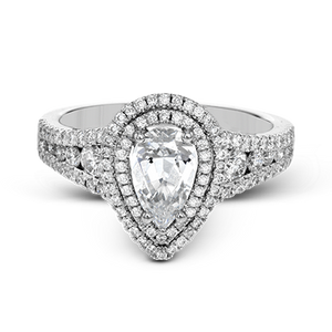 Pear shaped double sales halo split shank