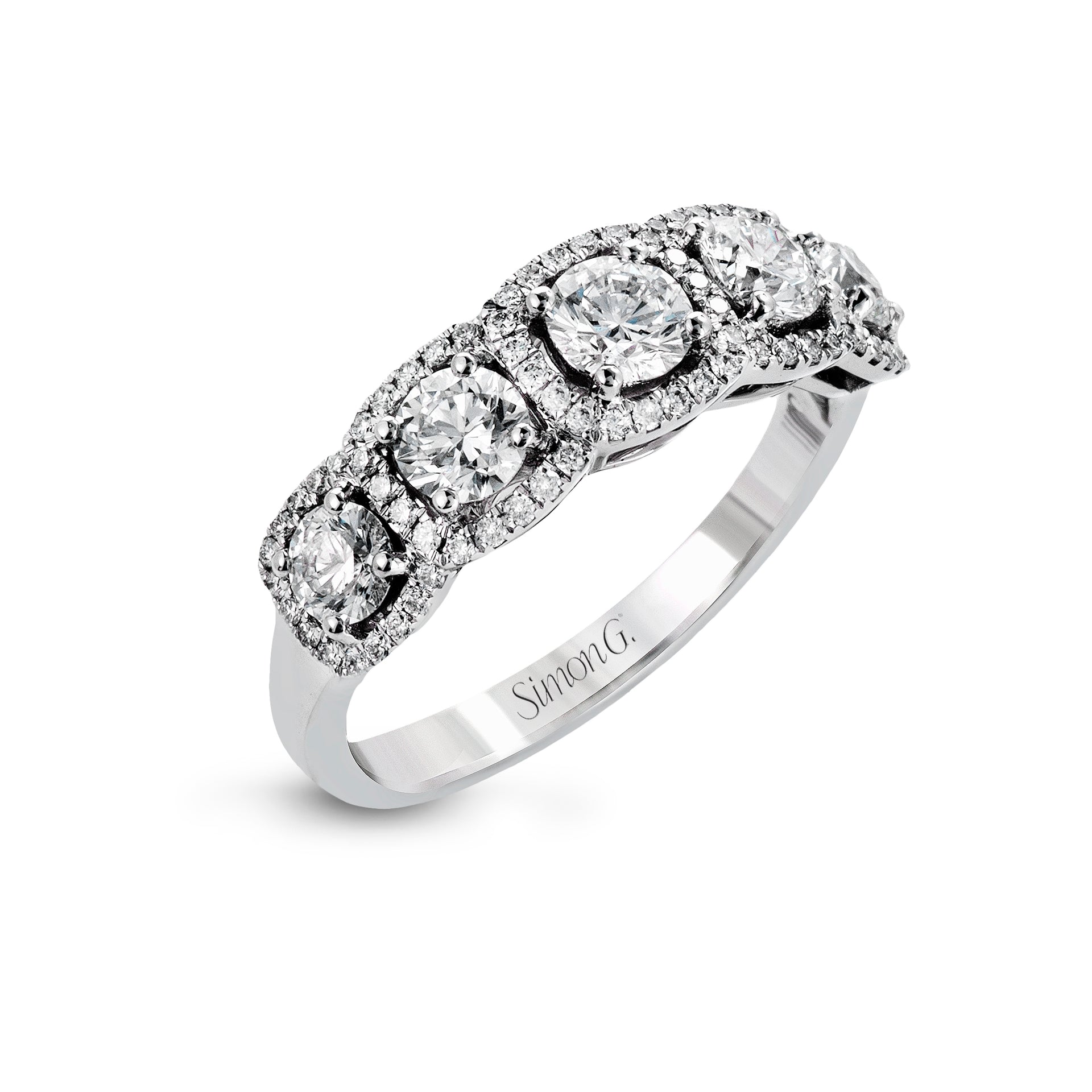Simon G 18K White Gold Five Stone Diamond Ring