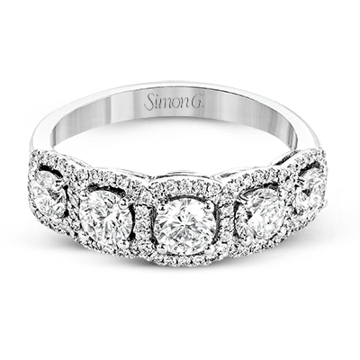 Simon G 18K White Gold Five Stone Diamond Ring