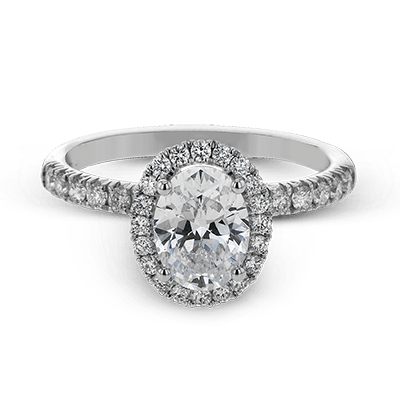 Simon G 18K Oval Diamond Halo Engagement Ring