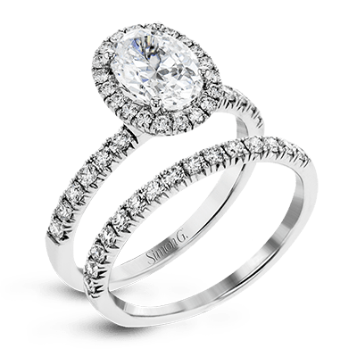 14k White Gold 1/2 Carat Round cut Halo Engagement Ring Wedding Band |  Sarraf.com