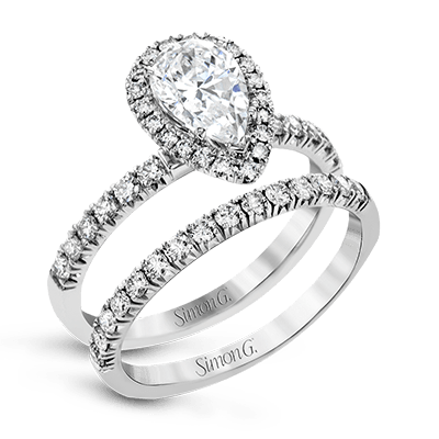 Simon G 18K Pear Shape Diamond Halo Engagement Ring Hemsleys