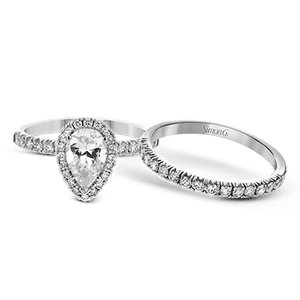 Simon G 18K Pear Shape Diamond Halo Engagement Ring