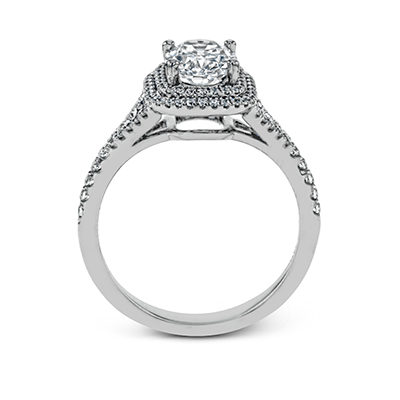 Simon G 18K Oval Diamond Double Halo Engagement Ring with Split Shank