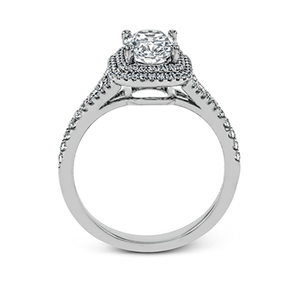 Simon G 18K Oval Diamond Double Halo Engagement Ring with Split Shank