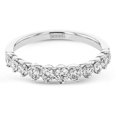 Simon G Bague d'éternité en 18K avec demi-biseau serti de diamants ronds