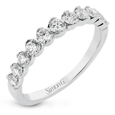 Simon G Bague d'éternité en 18K avec demi-biseau serti de diamants ronds