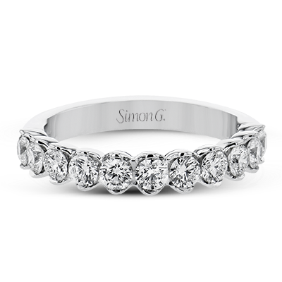 Simon G Bague d'éternité en 18K avec demi-biseau serti de diamants ronds