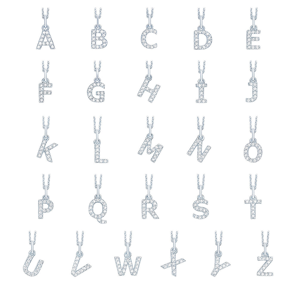 Collier initial de lettres de bloc de diamants 14K de la collection Hemsleys