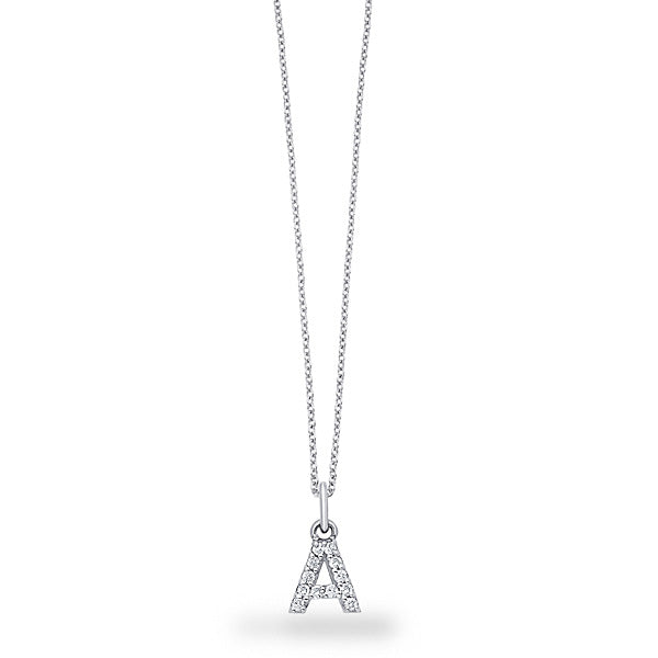 Collier initial de lettres de bloc de diamants 14K de la collection Hemsleys