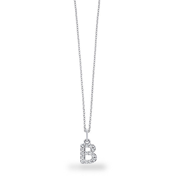 Collier initial de lettres de bloc de diamants 14K de la collection Hemsleys