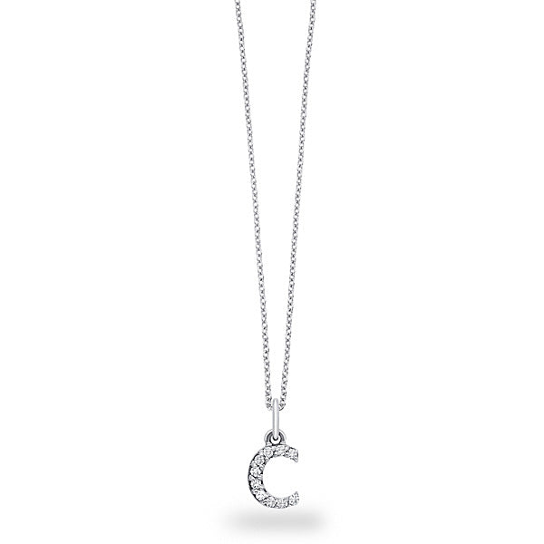 Collier initial de lettres de bloc de diamants 14K de la collection Hemsleys