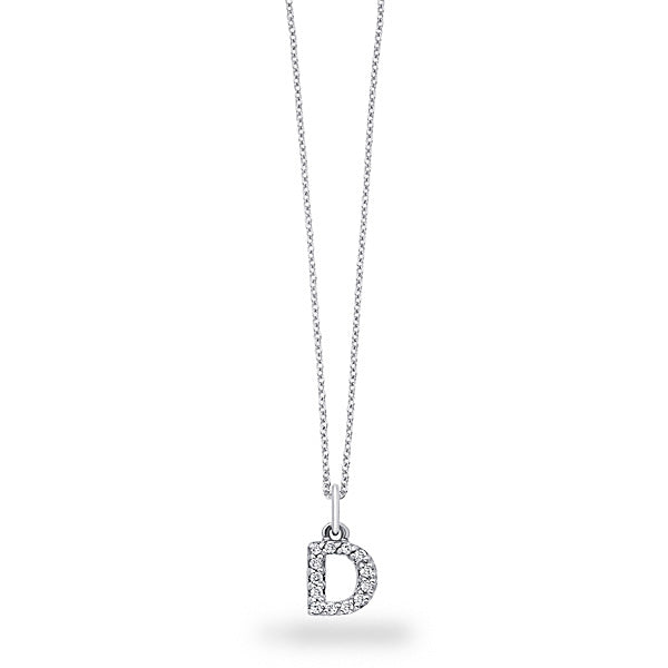 Collier initial de lettres de bloc de diamants 14K de la collection Hemsleys