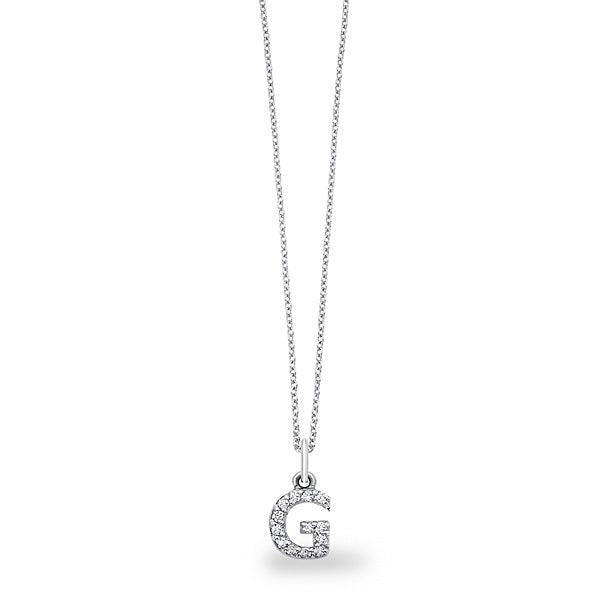 Collier initial de lettres de bloc de diamants 14K de la collection Hemsleys