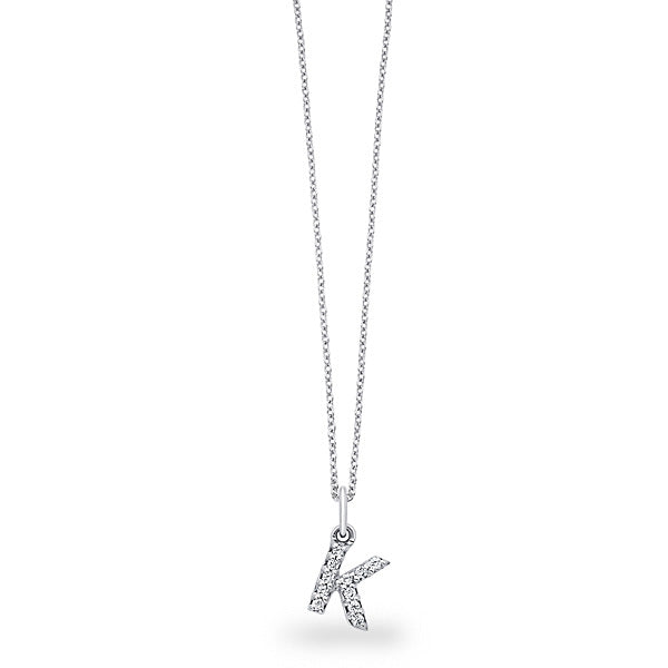 Collier initial de lettres de bloc de diamants 14K de la collection Hemsleys