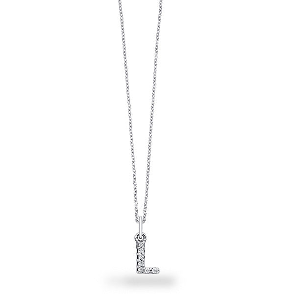 Collier initial de lettres de bloc de diamants 14K de la collection Hemsleys