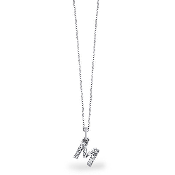 Collier initial de lettres de bloc de diamants 14K de la collection Hemsleys