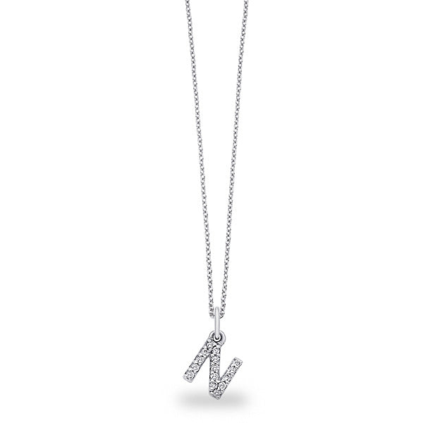Collier initial de lettres de bloc de diamants 14K de la collection Hemsleys