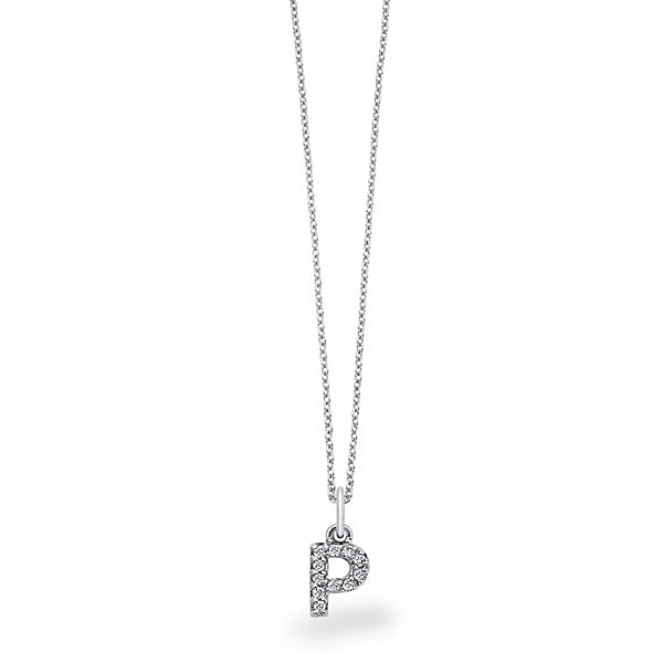 Collier initial de lettres de bloc de diamants 14K de la collection Hemsleys