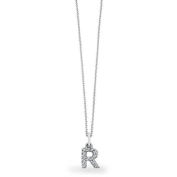 Collier initial de lettres de bloc de diamants 14K de la collection Hemsleys