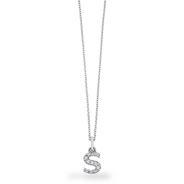 Collier initial de lettres de bloc de diamants 14K de la collection Hemsleys