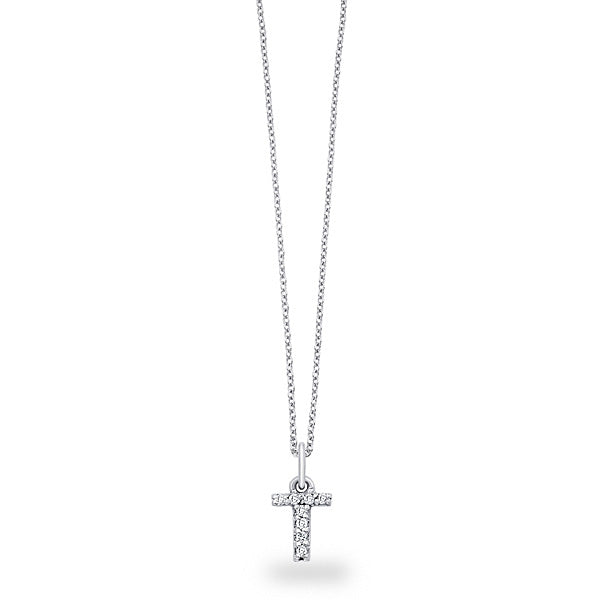 Collier initial de lettres de bloc de diamants 14K de la collection Hemsleys