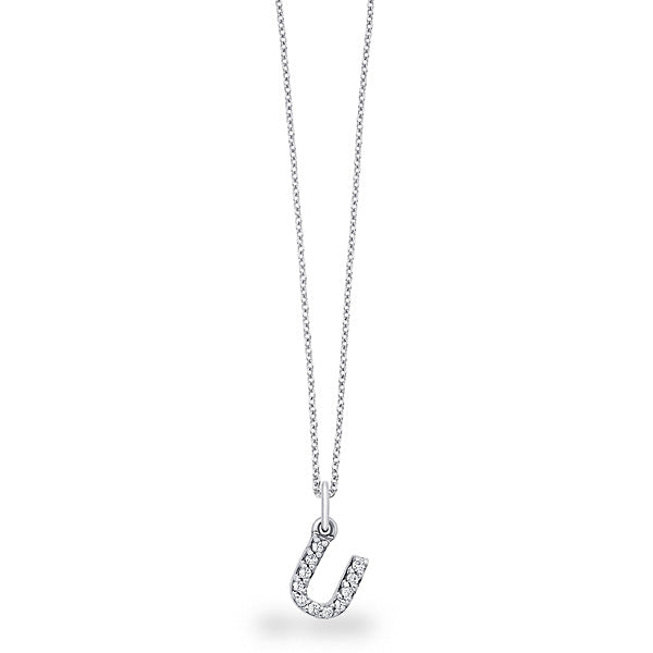 Collier initial de lettres de bloc de diamants 14K de la collection Hemsleys
