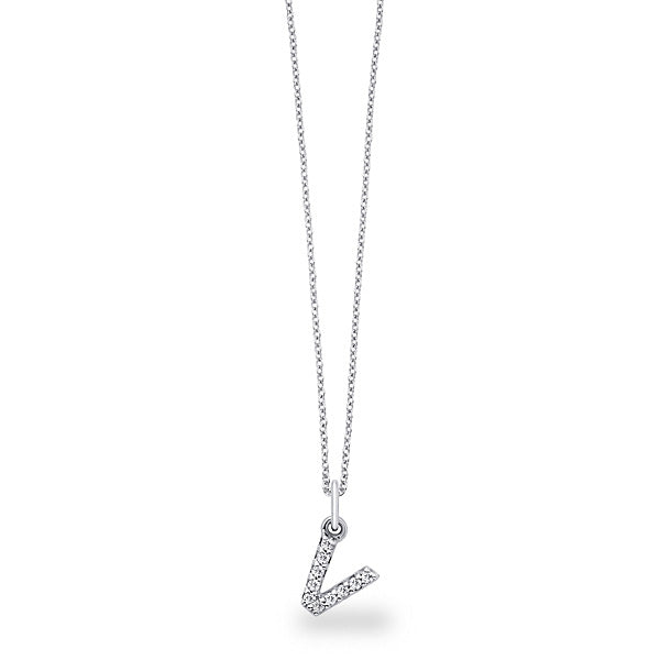 Collier initial de lettres de bloc de diamants 14K de la collection Hemsleys