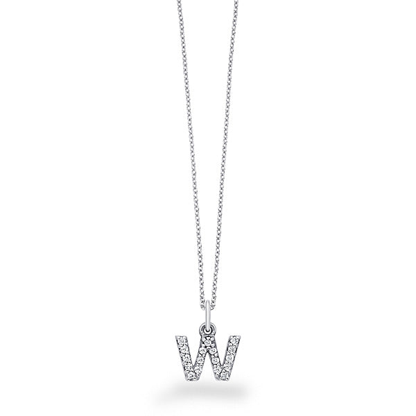 Collier initial de lettres de bloc de diamants 14K de la collection Hemsleys