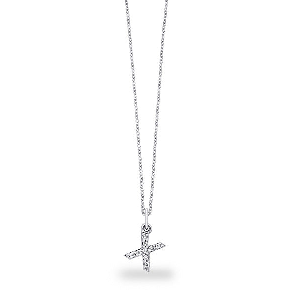 Collier initial de lettres de bloc de diamants 14K de la collection Hemsleys