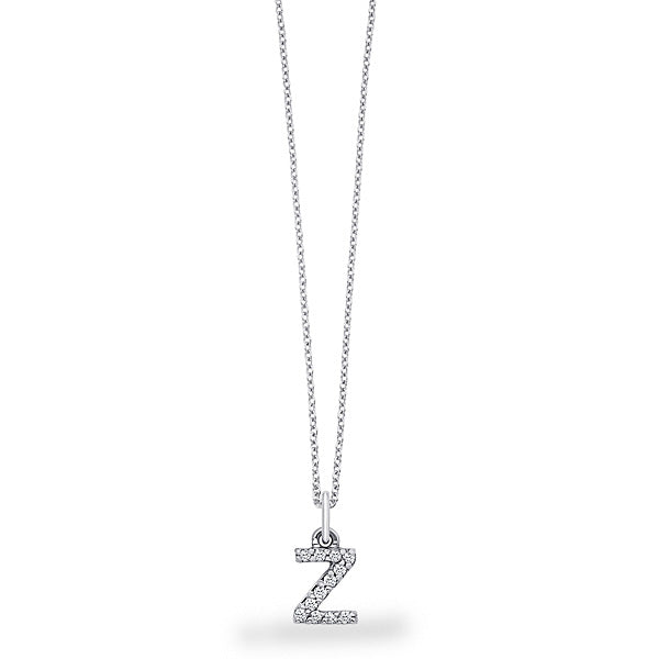 Collier initial de lettres de bloc de diamants 14K de la collection Hemsleys