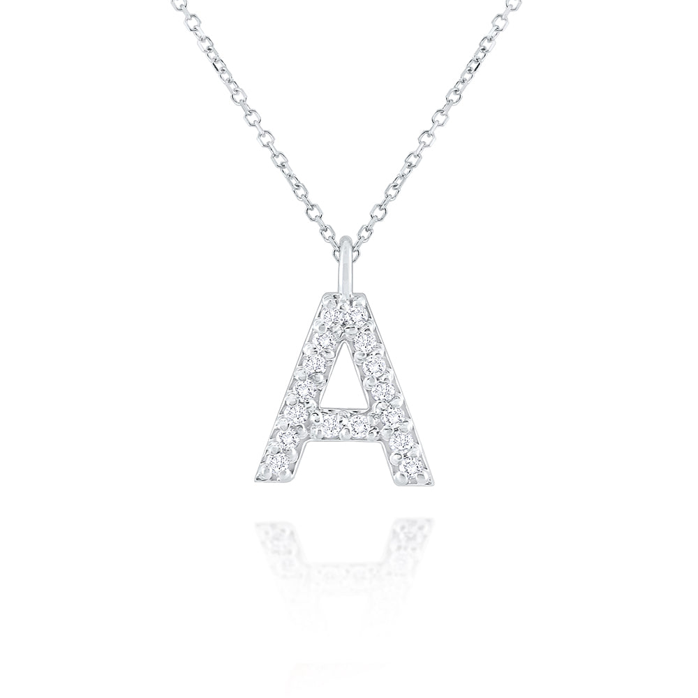 Collier initial de lettres majuscules modernes en diamant 14K de la collection Hemsleys
