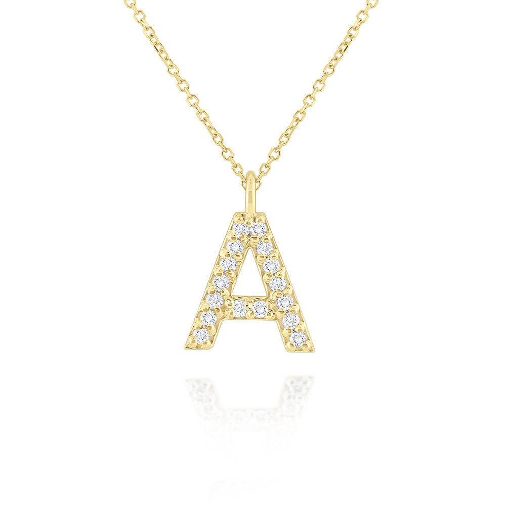 Collier initial de lettres majuscules modernes en diamant 14K de la collection Hemsleys