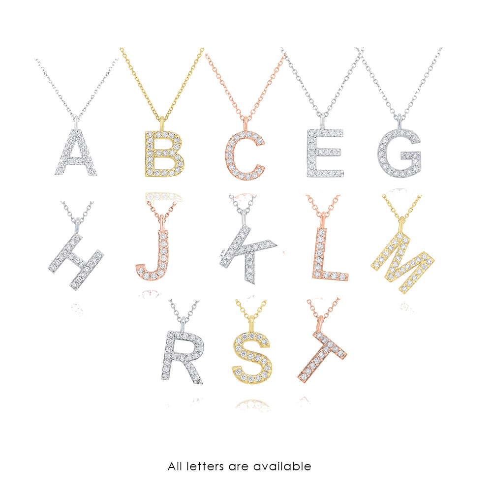 Collier initial de lettres majuscules modernes en diamant 14K de la collection Hemsleys