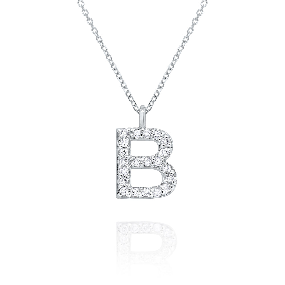 Collier initial de lettres majuscules modernes en diamant 14K de la collection Hemsleys
