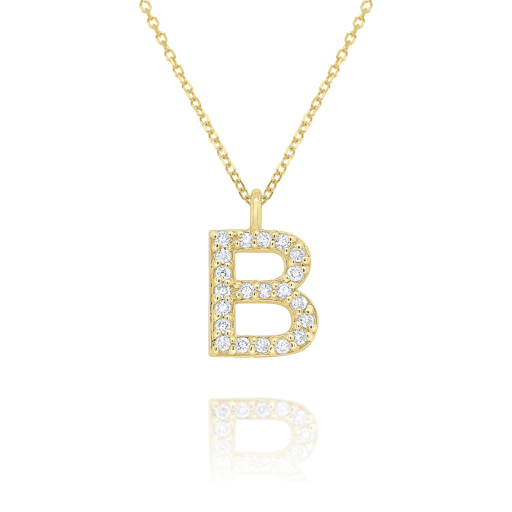 Collier initial de lettres majuscules modernes en diamant 14K de la collection Hemsleys