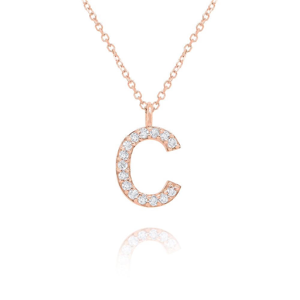 Collier initial de lettres majuscules modernes en diamant 14K de la collection Hemsleys