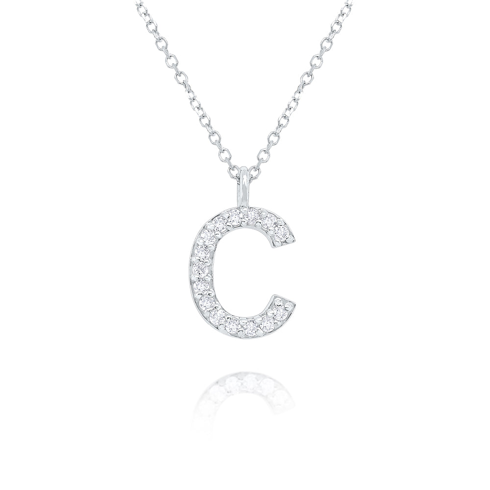Collier initial de lettres majuscules modernes en diamant 14K de la collection Hemsleys