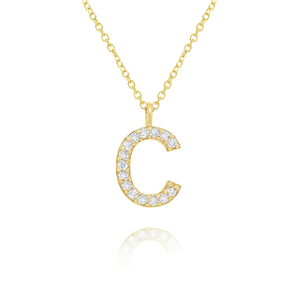 Collier initial de lettres majuscules modernes en diamant 14K de la collection Hemsleys